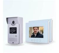 BT SECURITY Portier interphone vidéo cards 4 fils - 2 écrans blancs 7" - avec mémoire photos - avec lecteur de badge 11 G