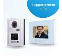 Portier interphone vidéo classic-2 4 fils - 1 écran blanc 7 - avec mémoire photos - avec lecteur de badge