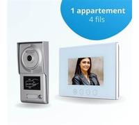 BT SECURITY Portier interphone vidéo classic 4 fils - 1 appartement - 1 écran blanc 7" - avec mémoire photos - avec lecteur de badge 11 G