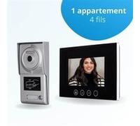 Portier interphone vidéo classic 4 fils - 1 appartement - 1 écran noir 7" - avec mémoire photos - avec lecteur de badge