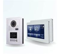 Portier interphone vidéo modern 2 fils - 1 appartement - 2 écrans tactiles smart 7 blanc - avec lecteur de badge