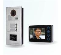 BT SECURITY Portier interphone vidéo modern 2 fils - 3 appartements - 3 écrans noirs - avec lecteur de badge 11 G