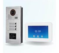 BT SECURITY Portier interphone vidéo modern 2 fils - 3 appartements - 3 écrans tactiles connectés 7" blanc - avec lecteur de badge 11 G