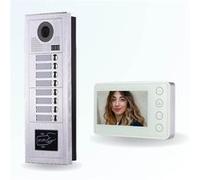 BT SECURITY Portier interphone vidéo modern 2 fils - 8 appartements - 8 écrans blancs - avec lecteur de badge 11 G