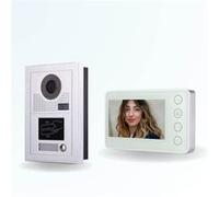 BT SECURITY Portier interphone vidéo modern 2 fils pour 2 entrées - 1 appartement - 2 platines - 1 écran blanc - avec lecteur de badge 11 G