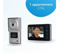 BT SECURITY Portier interphone vidéo neo 2 fils - 1 appartement - 1 écran noir - avec lecteur de badge 11 G