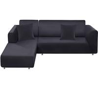 BT.WA Lot de 2 Housses pour canapé sectionnel en Forme de L et Extensible avec 2 taies d'oreiller (canapé 3 Places + 3 Places, Gris foncé)