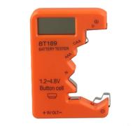 BT189 Testeur de batterie pour piles bouton 1,5 V AA AAA et piles 9 V 6F22, écran LCD numérique détecteur de tension, vérificateur de batterie externe, taille compacte avec (orange)