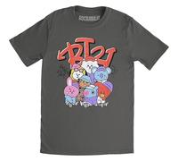 BT21 BTS Kpop T-shirt unisexe à manches courtes et col rond en coton, Street Mood Anthracite, Taille L