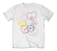 Bt21 - T-Shirt # L Unisex White # Faces [Import]