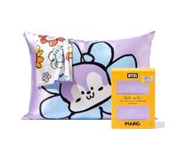 BT21 x Taie d'oreiller en Satin Kitsch avec Fermeture éclair, Plus Douce Que la Soie de mûrier Taille Standard, Housse de Coussin Lisse et rafraîchissante pour Grand lit, 48,3 x 66 cm, Mang