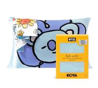 BT21 x Taie d'oreiller en Satin Kitsch avec Fermeture éclair, Plus Douce Que la Soie de mûrier Taille Standard, Housse de Coussin Lisse et rafraîchissante pour Cheveux, santé de la Peau et beauté du