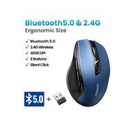 (BT5.0 et 2.4G Bleu) Souris sans fil UGREEN Bluetooth 5.0 Souris ergonomique 4000 DPI 6 boutons muets