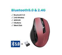 (BT5.0 et 2.4G Rouge) Souris sans fil UGREEN Souris Bluetooth 5.0 Ergonomique 4000 DPI 6 boutons Mute