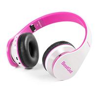 BT6002 Casque Bluetooth sans fil pour enfants avec volume limité 85/110 dB pour l'école Casque pliable pour 60 heures PC/téléphone/tablette/TV (blanc/rose)