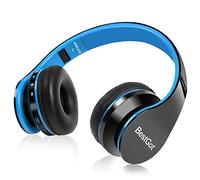 BT6002 Casque Bluetooth sans fil pour enfants avec volume limité 85/110 dB pour l'école Casque pliable pour 60 heures PC/téléphone/tablette/TV Noir/bleu
