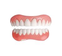 BTACGWP 2 Paires de Facette Dentaire Clipsable, Dentier Silicone Souple Provisoire, Fausse Dent Naturelle à Poser pour un Sourire Instantané et Masquer les Dents Abîmées