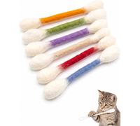 BTACGWP 6 Jouets Coton Tige Chat Géant XL, Bâtonnet Interactif à Mâcher pour Chaton, Peluche Colorée avec Herbe à Chat pour Stimuler l'Instinct de Chasse et Le Jeu