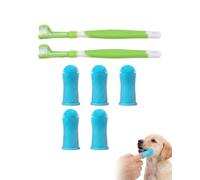 BTACGWP Kit Brosse à Dent Chien 8 Pièces : 2 Brosses Doubles Vertes, 6 Brosses Doigt 360 Bleues. Ensemble Nettoyage Buccal Antitartre, Prévention Calcul Dental et Santé Gencives pour Chiens, Chats.