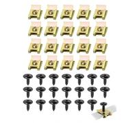 BTACGWP Kit de 20 Clips et Vis de Fixation U-Type pour Voiture | 10 Clips en U, 10 Vis; Acier au Carbone Galvanisé; Antirouille et Anticorrosion; pour Garde-Boue et Sous-Carrosserie