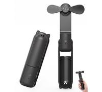 BTACGWP Mini Ventilateur Portable Pliant Noir - 1 Pièce, Rechargeable USB - Mode Silencieux & Longue Autonomie - Format Compact Optimisé pour Bureau, Voyage et Confort Thermique