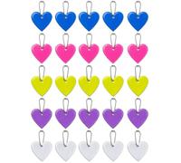 BTACGWP Pendentifs Réfléchissants en Forme de Cœur 25 Pièces, 5 Couleurs Bleu/Violet/Rose/Vert/Argent, Réflecteurs à Attacher pour Sac, Veste, Clés, Sac à Dos et Accessoires Outdoor