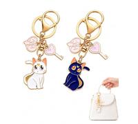 BTACGWP Porte-clés Chat Magique - Lot de 2 pour BFF et Amoureux des Chats, Boucle Antiperte, Fixation Rapide pour Clés ou Sacs - Cadeau pour Meilleures Amies