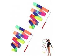 BTACGWP Ruban de Gymnastique, 2 Pcs Ruban Danse Changeant, Noyau Rigide pour Contrôle Précis, Kit Formation Athlétique & Cadeau Créatif Pour Enfant