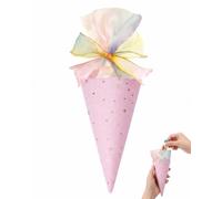 BTACGWP Sac Cadeau Cornet Glacé 1x Rose | Anse Renforcée & Base Antidérapante | Sécurité Anti-Chute & Maintien Rigide pour Bonbons, Fournitures Scolaires, Anniversaires & Rentrée