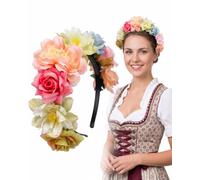 BTACGWP Serre-Tête Floral Rose Rouge 1 Pièce | Élastique & Attaches Réglables | Confort Anatomique Sans Pression pour Mariage, Oktoberfest & Fêtes