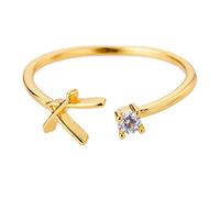 BTAKANPP Bagues de promesse délicates pour elle - Bague ouverte avec lettre initiale avec strass en diamant pour femme - Grande taille (K, taille unique)