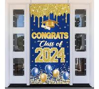 BTAKANPP Bannière de félicitations pour remise de diplôme 2024 - Décoration de porte à suspendre pour intérieur et extérieur (G)