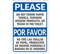 Btbaspa Panneau en métal avec inscription « Please Do Not Throw Paper Towels Feminine Hygiene Products Or Trash in The Toilet » - 30,5 x 40,6 cm - Pour entreprise, lieu de travail, bureau, maison
