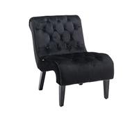 BTBHIHO Chaise à accoudoirs, fauteuil confortable avec boutons en tissu, fauteuil de lecture confortable pour salon, chambre à coucher et bureau, design peu encombrant de style nordique (noir +