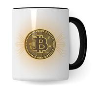 BTC Tasse Cadeau Bitcoin - Idée Cadeau pour Investisseur - Tasse à Café Crypto Monnaie (Blanc et Noir)