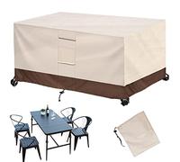 BTCCL Housse Salon De Jardin Rectangulaire, Patio Housse De Meuble Oxford Carré avec ÉVents, Vent ÉTanche PoussièRe, pour Table Chaise Meubles-Beige+Brown||170x94x70cm(67x37x28in)