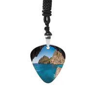 BTCOWZRV Arche de Majorque Espagne - Collier médiator en acier titane - Collier avec pendentif pour médiator de guitare R & B - Bijoux de musique rock tendance - Collier pour les amateurs de musique