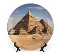 BTCOWZRV Assiette décorative en céramique pyramide de l'Égypte ancienne avec présentoir - Assiettes décoratives en céramique pour décoration murale