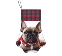 BTCOWZRV Chaussette de Noël personnalisée avec motif de pattes de chien - Motif bouledogue français - Chaussettes de Noël à suspendre pour cheminée, Noël, vacances, décoration de la maison, cadeaux