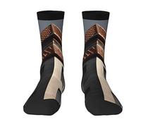 BTCOWZRV Chaussettes de sport fantaisie personnalisées 3D Architecture Toit Impression Drôle Chaussettes pour homme et femme, 2 Noir-1, taille unique