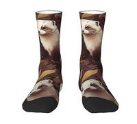BTCOWZRV Chaussettes de sport fantaisie personnalisées 3D Motif furet poilu Pour homme et femme, blanc, taille unique