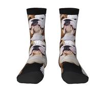 BTCOWZRV Chaussettes de sport fantaisie personnalisées avec imprimé bouledogues anglais 3D pour homme et femme, 3 noir., taille unique