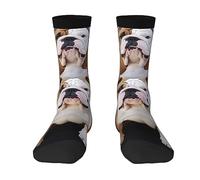 BTCOWZRV Chaussettes de sport fantaisie personnalisées avec imprimé bouledogues anglais 3D pour homme et femme, 2 Noir-1, taille unique
