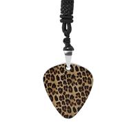 BTCOWZRV Collier avec pendentif en acier titane imprimé léopard jaune pour médiator de guitare R & B, bijoux de musique rock tendance, collier de guitare ukulélé pour amateur de musique