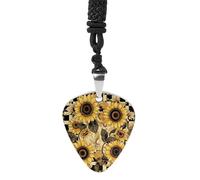 BTCOWZRV Collier médiator de guitare en acier titane avec pendentif en forme de fleur dans la bordure R & B Music Jewelry Trendy Rock Music Necklace Guitar Ukulélé Pick Colliers pour les amateurs de