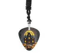 BTCOWZRV Collier médiator de guitare en acier titane pour Halloween, collier avec pendentif R & B, bijoux de musique rock tendance, collier de guitare ukulélé pour amateur de musique