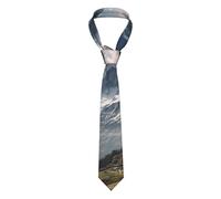 BTCOWZRV Cravate fantaisie pour homme Motif montagne et nuages blancs Cravate fine tendance d'affaires Cravate pour mariages, danses, vacances formelles, cadeau de fête, noir, taille unique,