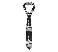 BTCOWZRV Cravate fine en soie noire et blanche avec imprimé échecs pour homme, noir, taille unique