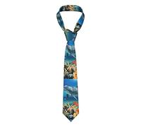 BTCOWZRV Cravate fine en soie pour homme Motif dauphins Bleu, noir, taille unique
