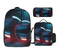 BTCOWZRV Ensemble sac à dos à crayons et sac à déjeuner pour homme et femme - Grande capacité - Sac à dos de voyage décontracté avec sangles réglables - Sac à dos d'ordinateur - Blanc, Taille unique,